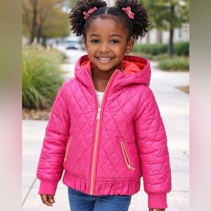 Michael Kors Girls Pink Puffer Jacket | Size 5 | Lightweight | Hooded
